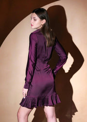 VIOLET  SHIRT STYLE  DRESS WITH FRILL - HERSOUL