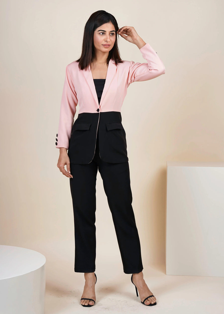 DUAL PEACH BLAZER WITH PANT CO-ORD SET - HERSOUL