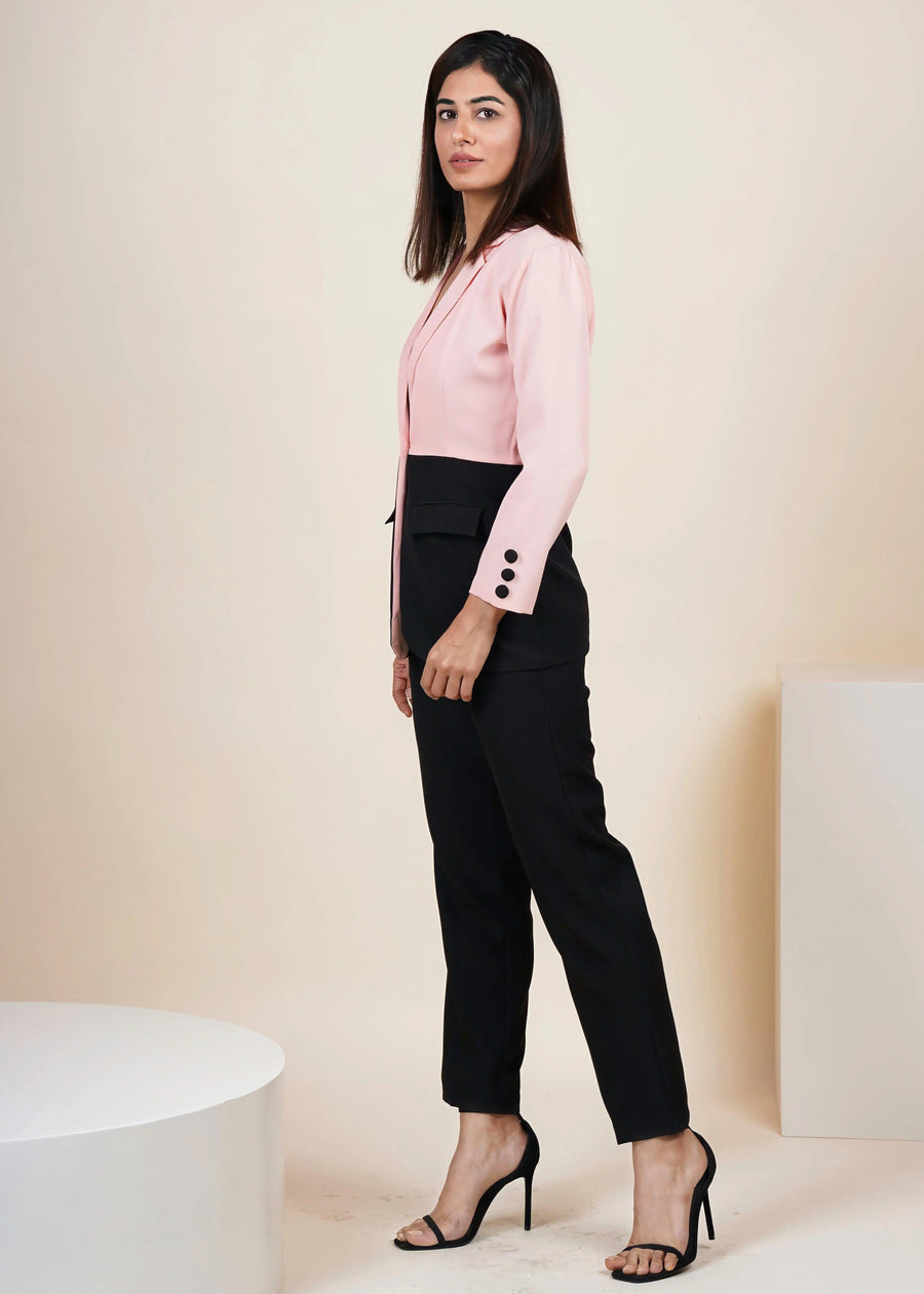 DUAL PEACH BLAZER WITH PANT CO-ORD SET - HERSOUL