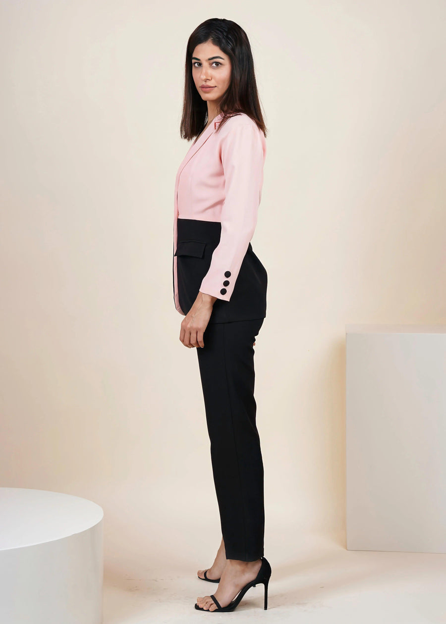 DUAL PEACH BLAZER WITH PANT CO-ORD SET - HERSOUL