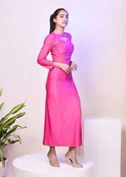 PINK BLOOM  DIAMOND CUT OUT LONG DRESS - HERSOUL