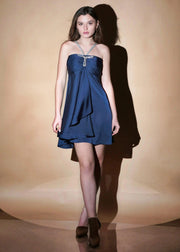 Blue Celestial Satin Drift Mini Dress - Her Soul