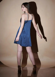 Blue Celestial Satin Drift Mini Dress - Her Soul