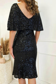 Radiant Allure: Alvara Sequin Midi Black Bodycon Dress - Her Soul