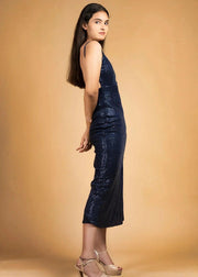 SLEEK SENSATION BLUE SEQUIN SLIP DRESS - Her Soul