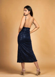 SLEEK SENSATION BLUE SEQUIN SLIP DRESS - Her Soul