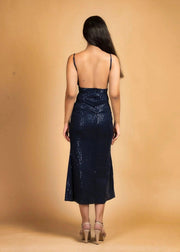 SLEEK SENSATION BLUE SEQUIN SLIP DRESS - Her Soul