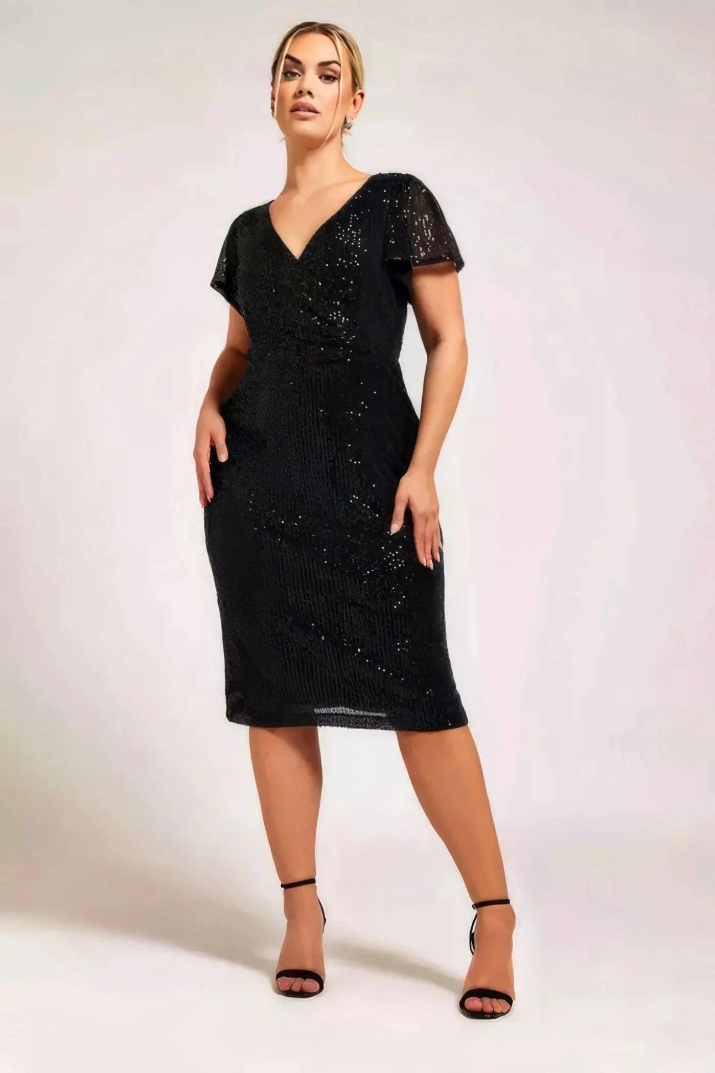 Sparkling Allure Black Sequin Embellished Dress - Her Soul