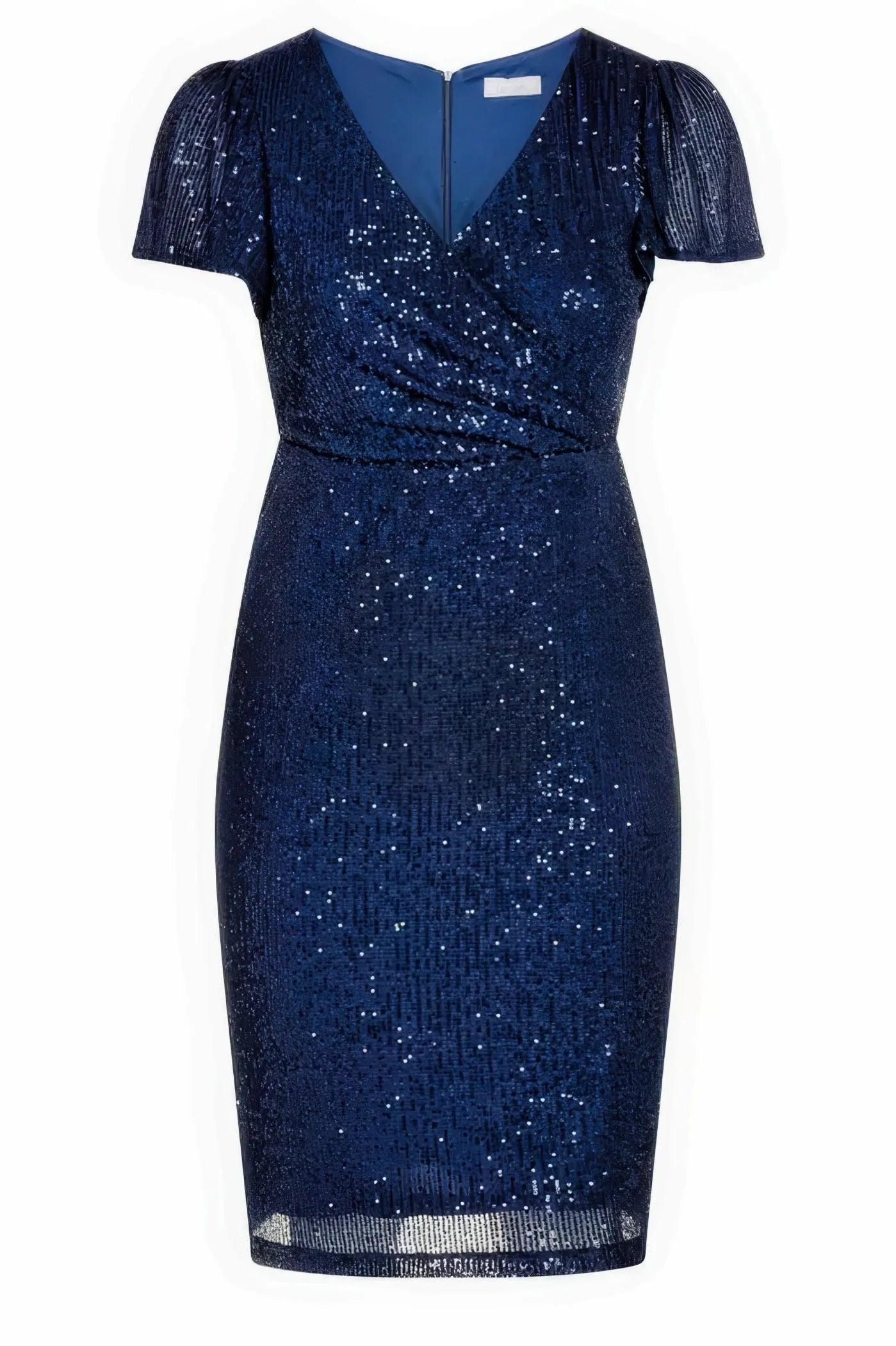 Sparkling Allure Blue Sequin Embellished Dress - Her Soul