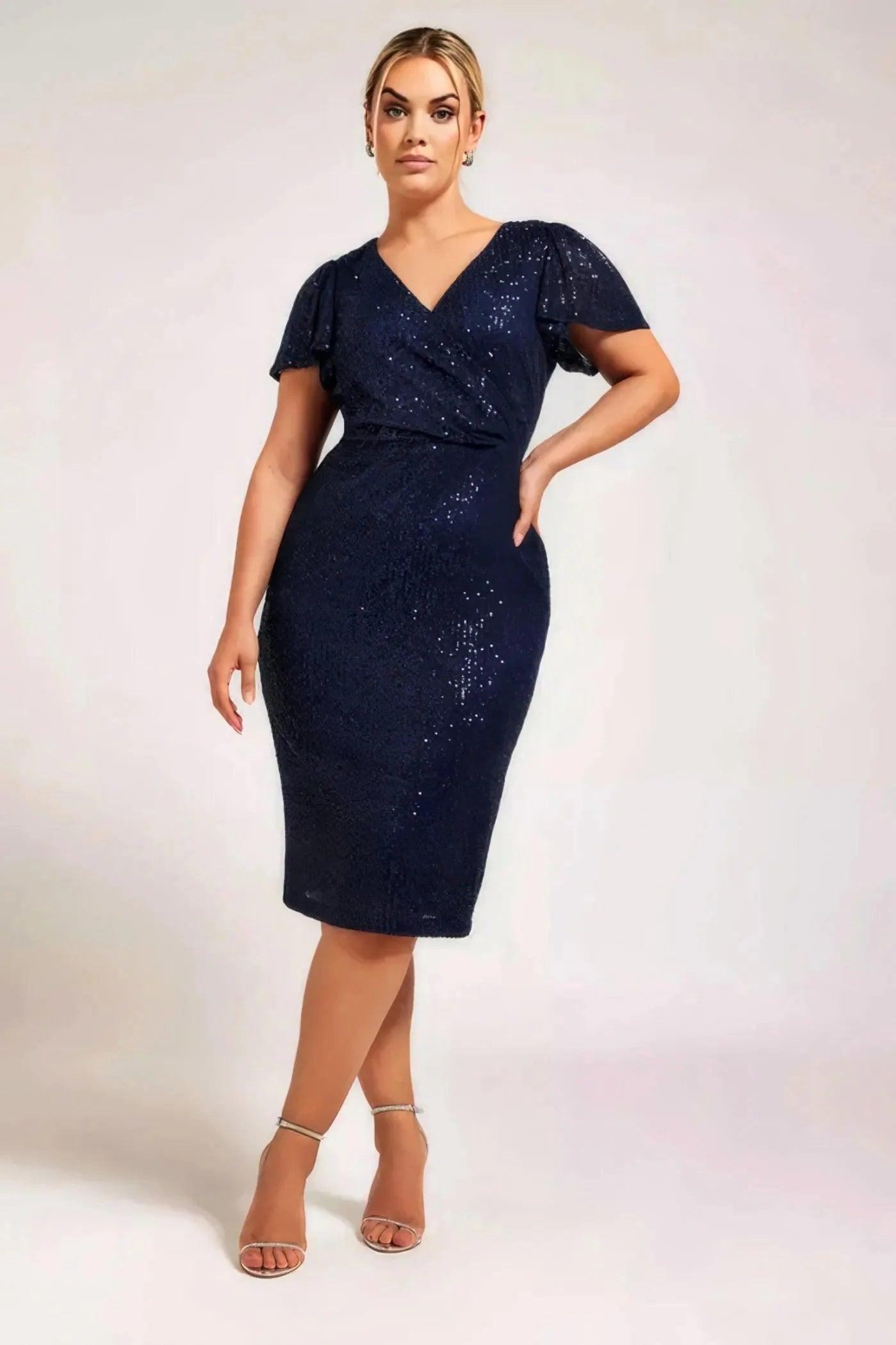 Sparkling Allure Blue Sequin Embellished Dress - Her Soul