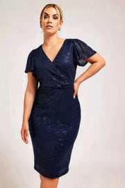 Sparkling Allure Blue Sequin Embellished Dress - Her Soul